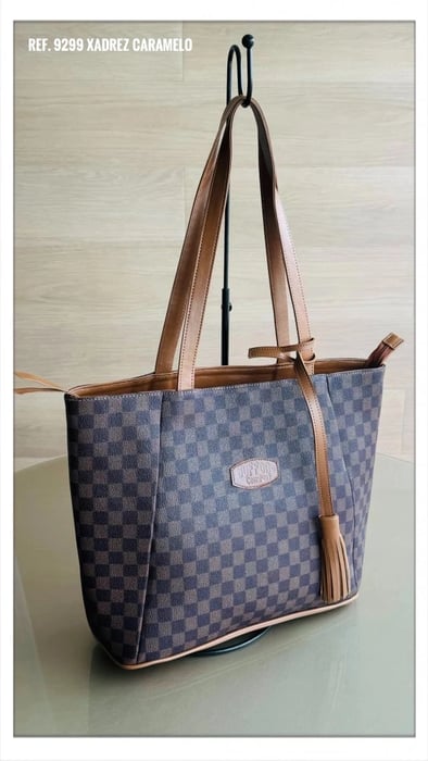 Bolsa Grande Jasmin Xadrez marrom