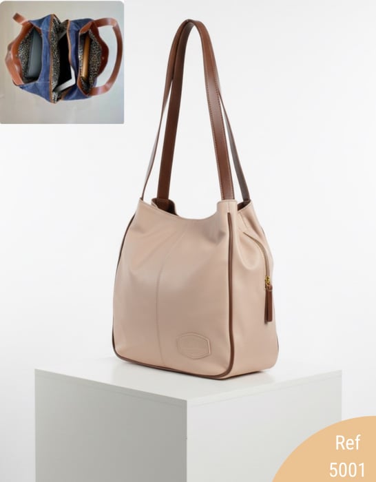 Xadrez nude Bolsa Ana Grande 3 compartimentos xadrez bege