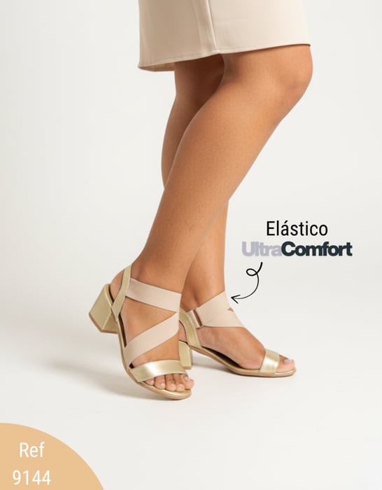 dourado Salto 7 cm Rob elástico cruzado