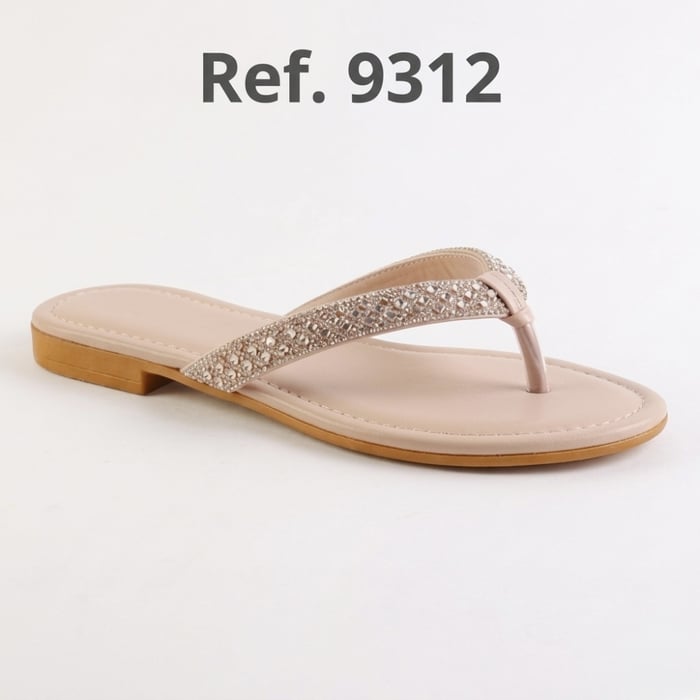 nude Rasteira Pop toe strass