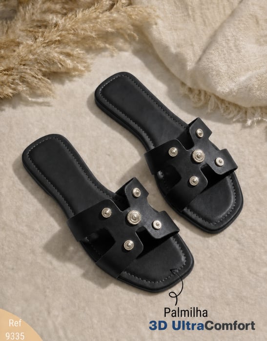 preto Rasteira Prime Comfort Haga enfeite